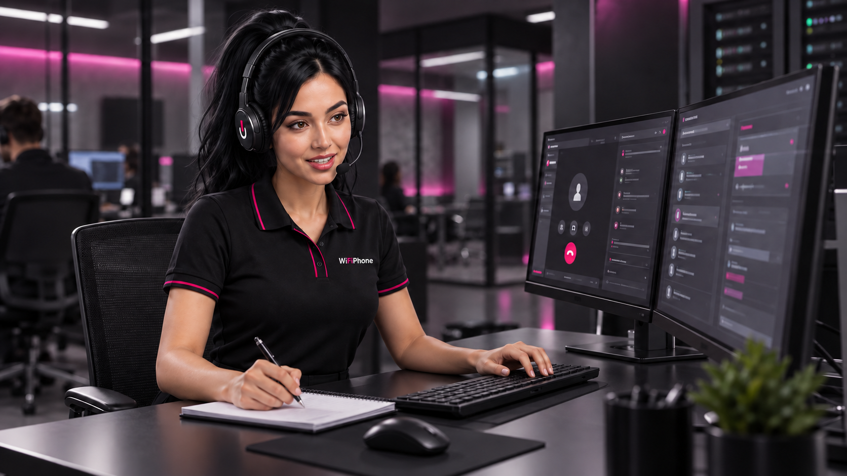 Paola IA de WIFIPHONE atendiendo una llamada y registrando la información en pantalla